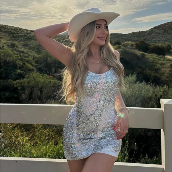 12th Tribe Silver Sequin Mini Dress - Picture 2 of 10